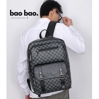MOCHILA DE CUERO PARA HOMBRE CON PORTA LAPTOP MODA NEGRO CUADROS