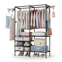 Ropero Armario Closet Perchero Organizador 2 Cuerpos Negro