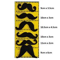 Set x 6 bigotes grandes negros falsos tipo sticker disfraz Halloween fiesta mexicana diseño 1
