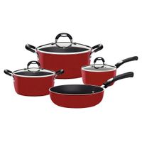 Juego de ollas de Aluminio Mónaco Rojo x 7 piezas - OFERTA