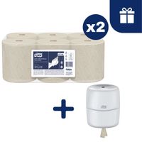 Papel Toalla Precortada Hoja Doble Tork Natural 12 x 120 mts + Dispensador