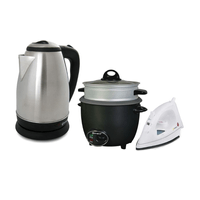 Combo plancha vapor + olla arrocera 1.2l + hervidor metálico 1.8l imaco