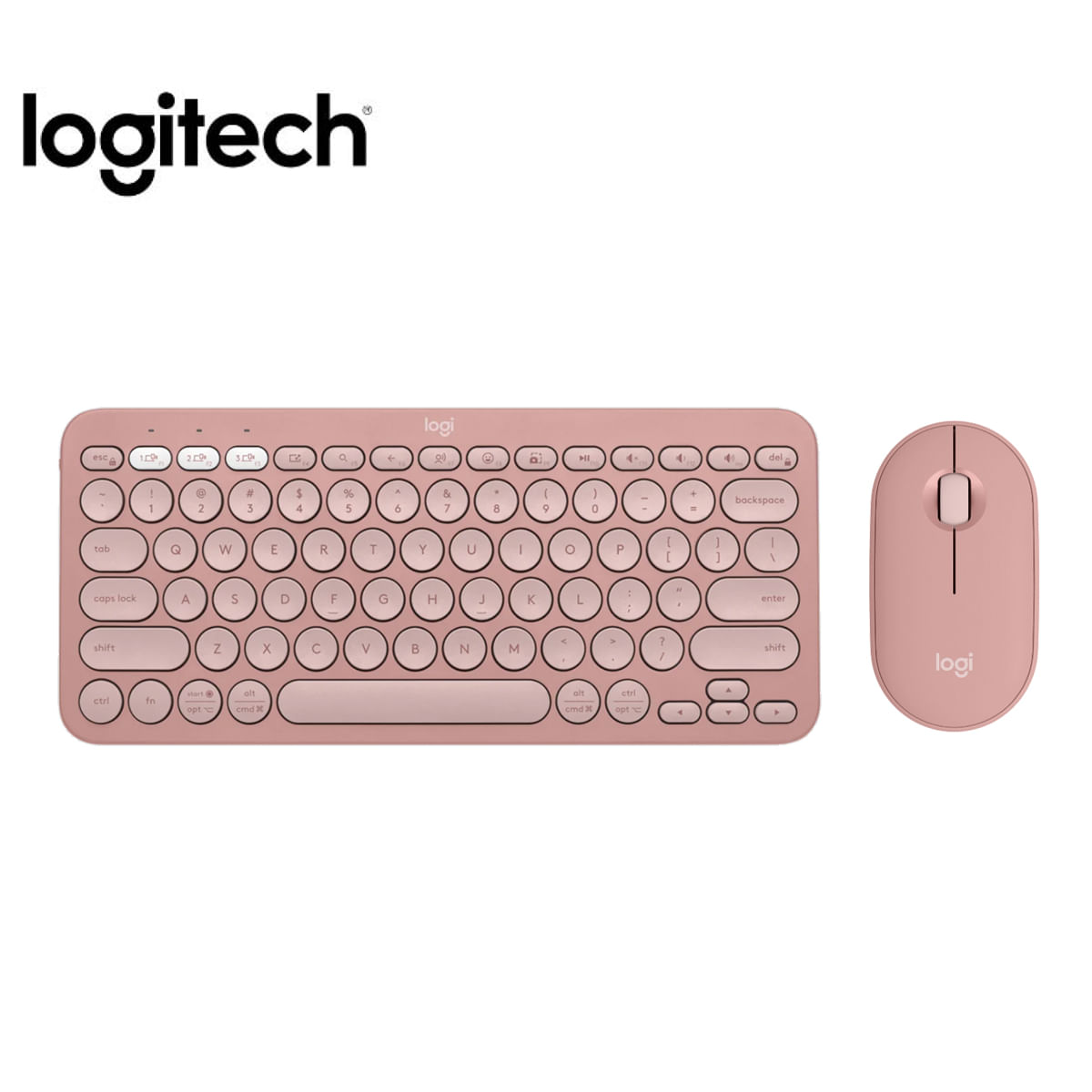 Kit Teclado Y Mouse Logitech Pebble 2 K380s +Mouse M350s BT Wirelless Rosado