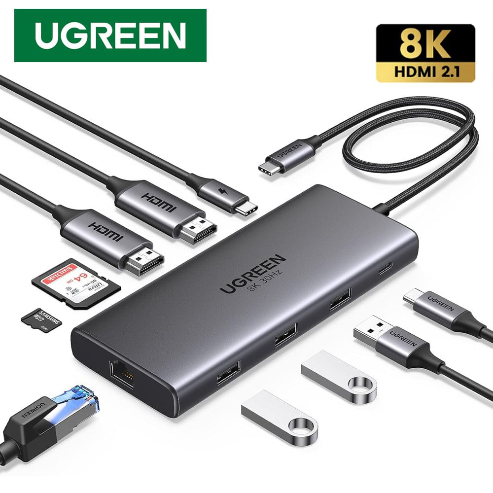 Adaptador Tipo C 10 En 1 Multiport Hub Estacion Lan Hdmi 8K 4k ugreen