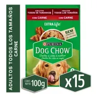 ALIMENTO HÚMEDO DE PERRO DOGCHOW ADULTO CARNE 15x100GR