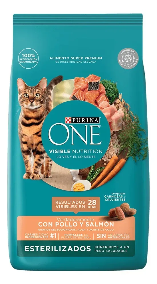 Alimento One Visible Nutrition Esterilizados Para Gato Adulto Sabor Pollo Y Salmón De 6 Kg