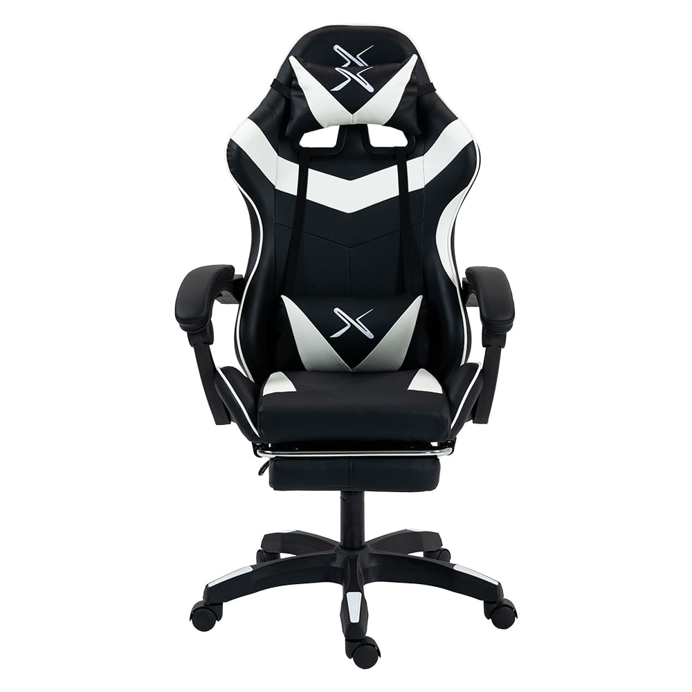 Silla Gamer Lyzor con posapiés SGBWTWN135B Black White