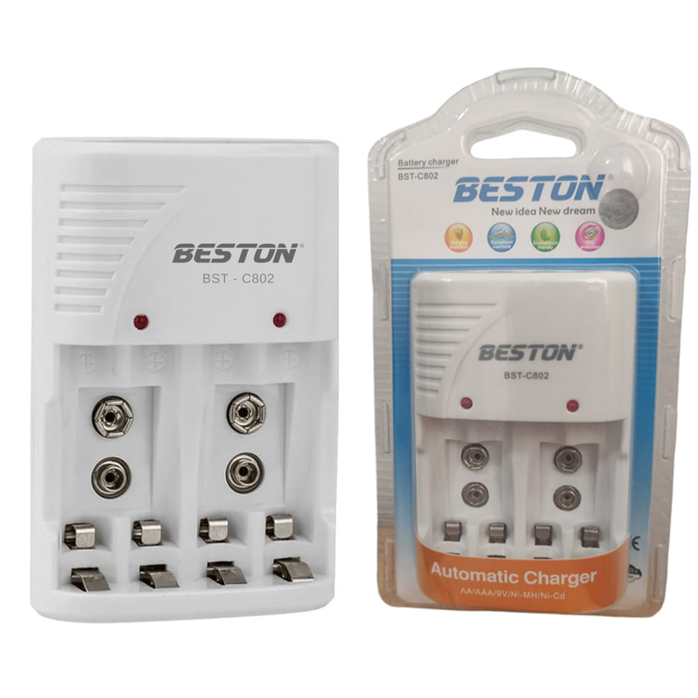 Cargador Rapida de baterias pilas recargables BESTON 4xAA 4xAAA 2x9V