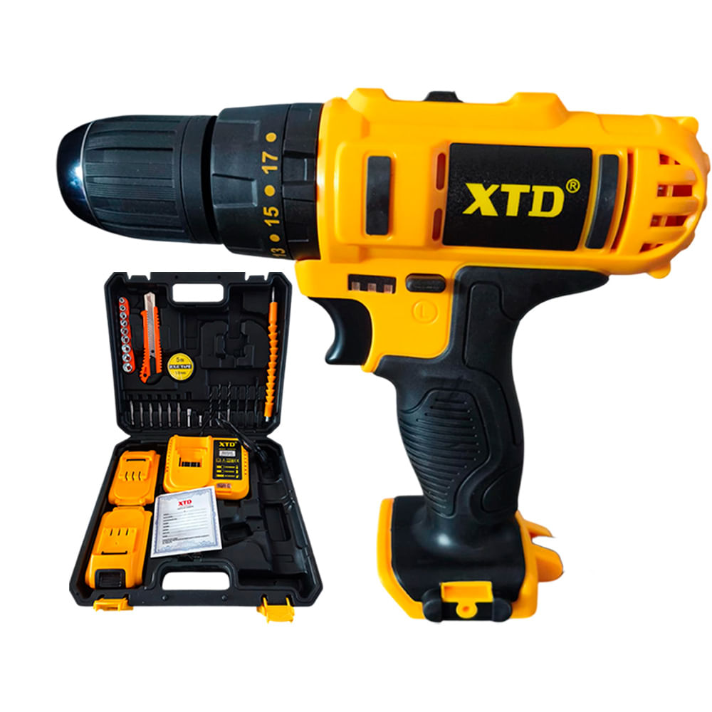 Taladro Atornillador Percutor 20V + 2 Bat 1.5Ah XTD 4701