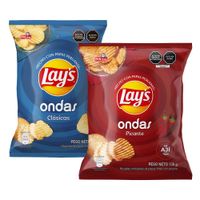 Pack Papas LAY'S Ondas Clásicas Bolsa 130g + Papas LAY'S Ondas Picante Bolsa 130g
