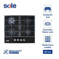 Encimera Empotrable a Gas GLP Sole SOLCO045V2 4 Quemadores con Vidrio Templado (MUNDO ELECTRONICO)