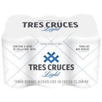 Cerveza de Malta y Maíz TRES CRUCES Light Lata 355ml Paquete 6un