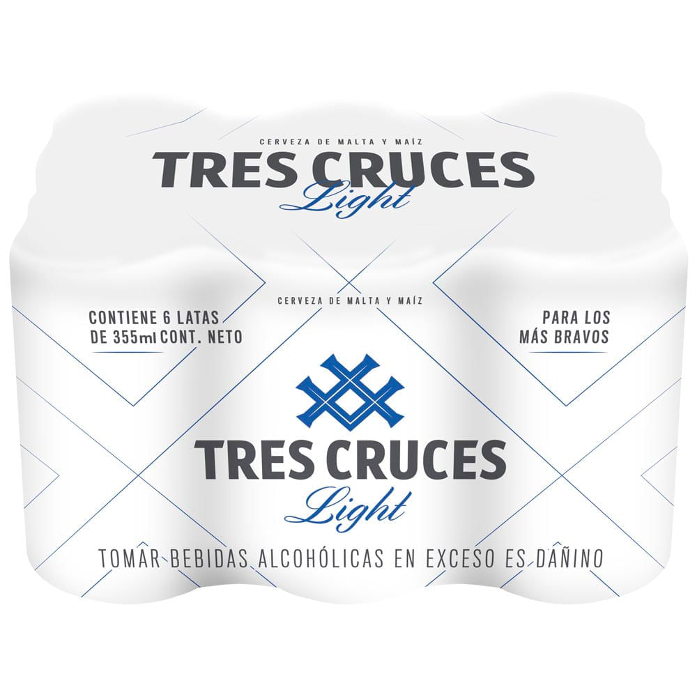 Cerveza de Malta y Maíz TRES CRUCES Light Lata 355ml Paquete 6un