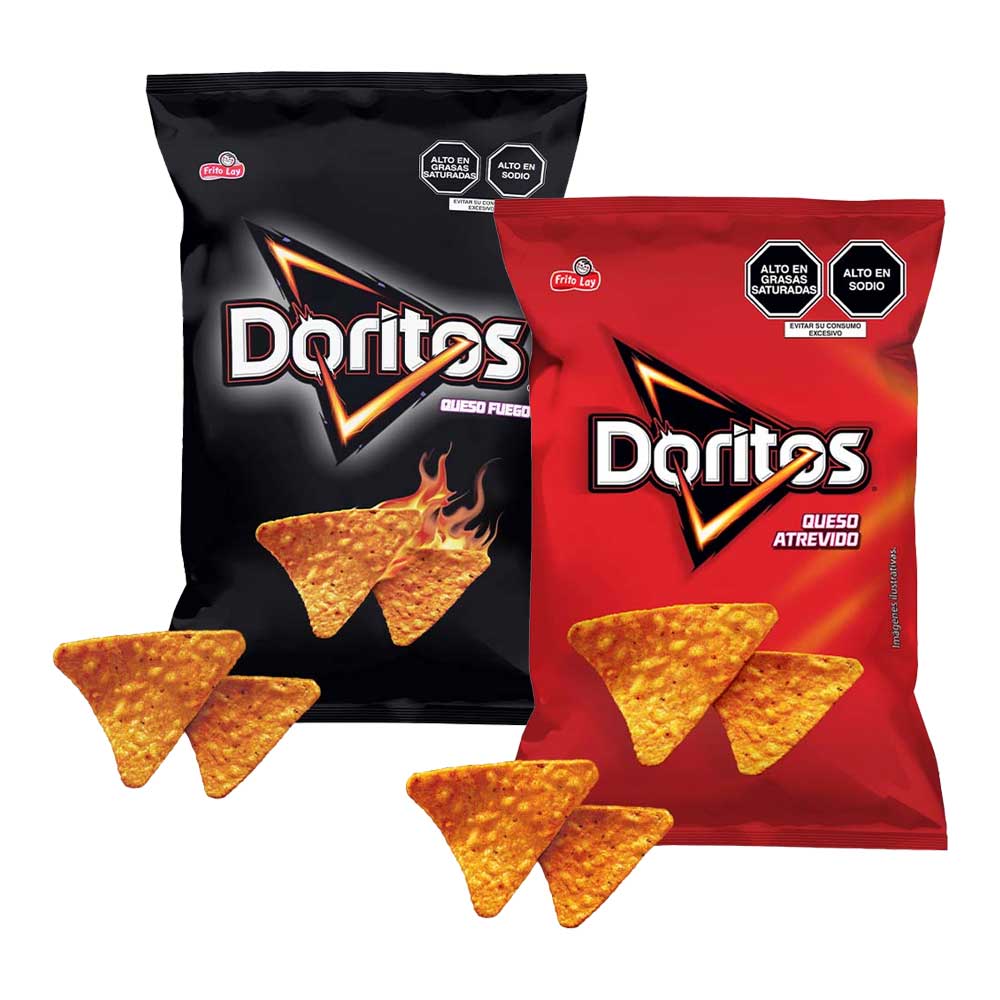 Pack Tortillas de Maíz DORITOS Queso Fuego Bolsa 190g + Tortillas de Maíz DORITOS Queso Atrevido Bolsa 190g