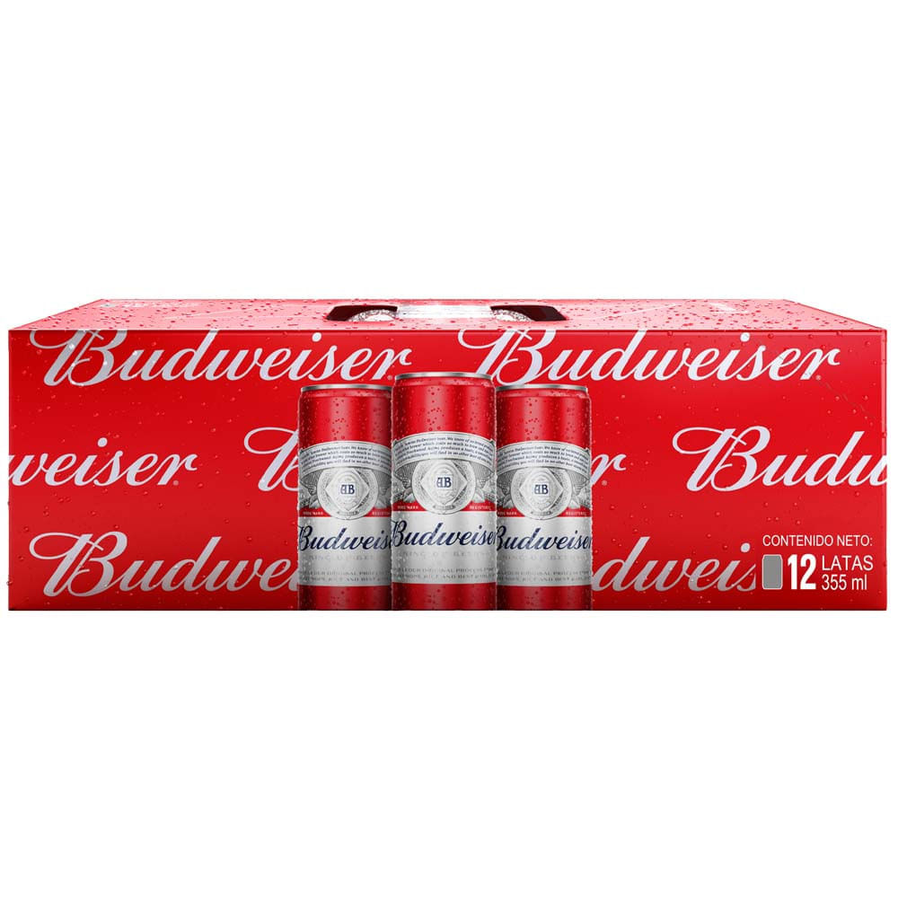 Cerveza BUDWEISER Sleek Lata 355ml Paquete 12un