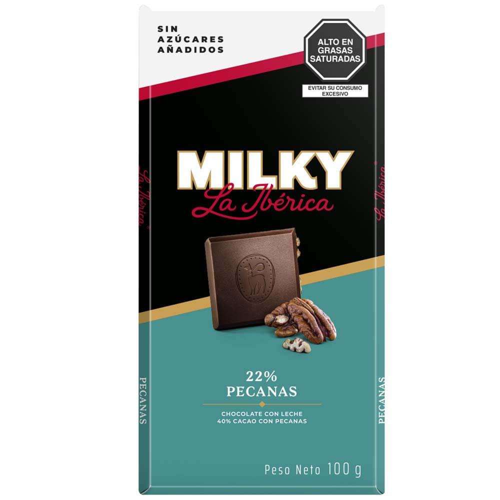 Chocolate LA IBÉRICA Milky Pecanas sin Azúcar Tableta 100g