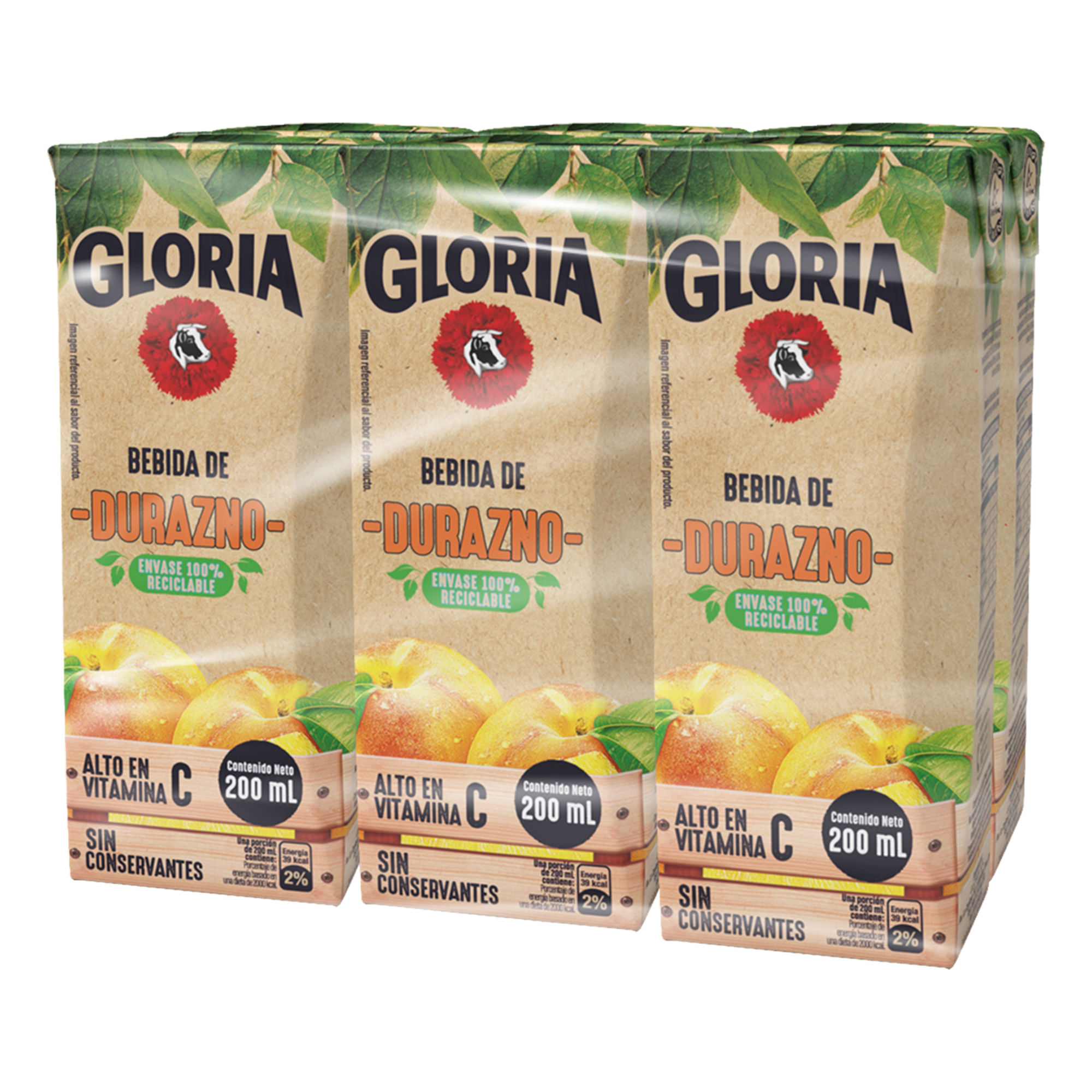 Bebida de Durazno GLORIA Caja 200ml Paquete 6un