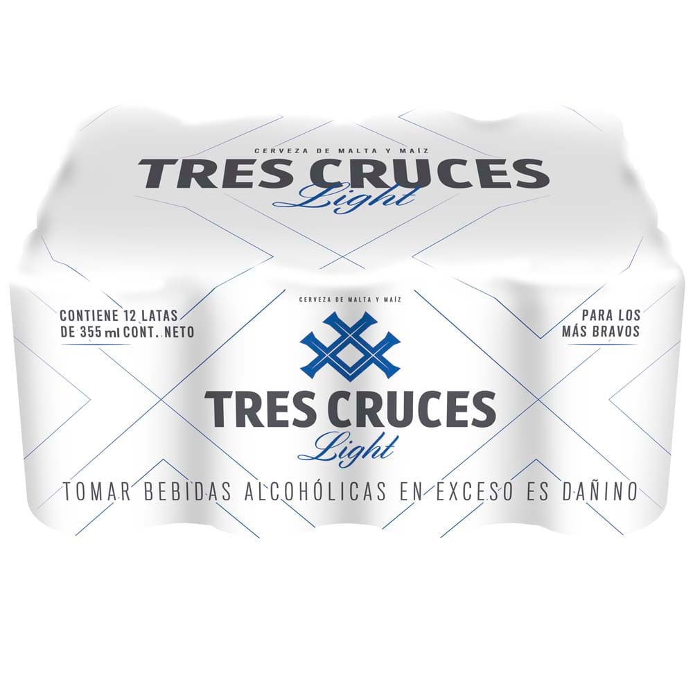 Cerveza de Malta y Maíz TRES CRUCES Light Lata 355ml Paquete 12un