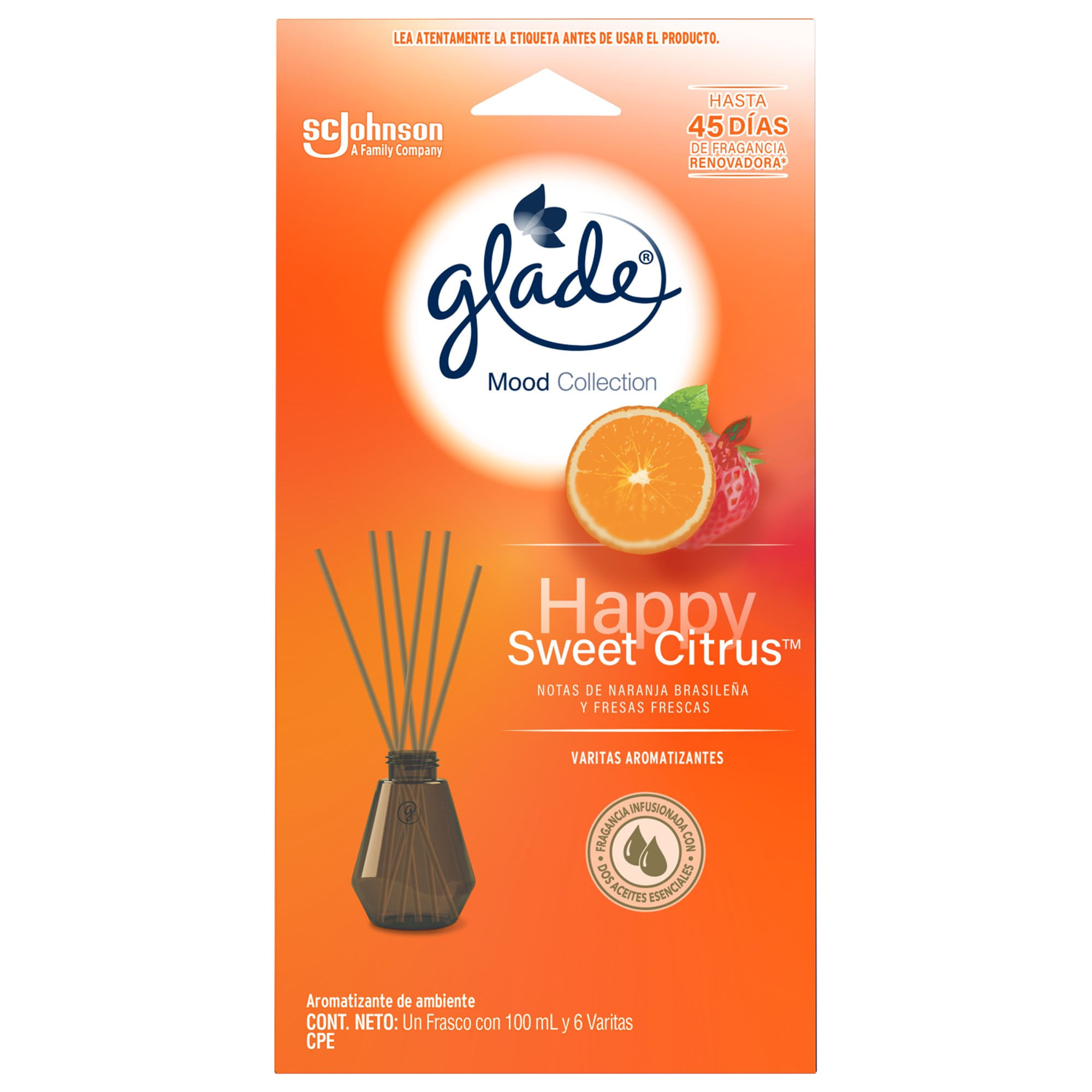 Ambientador Varitas GLADE Happy Sweet Citrus Frasco 100 ml