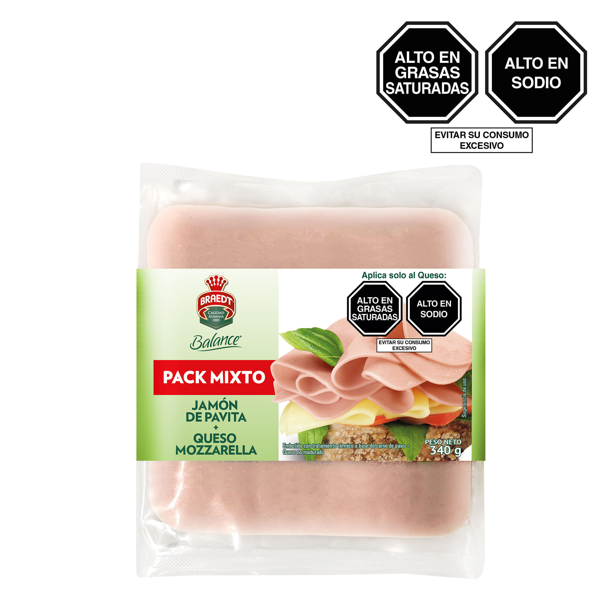 Pack Jamón de Pavo BALANCE + Queso Mozzarella Paquete 340g