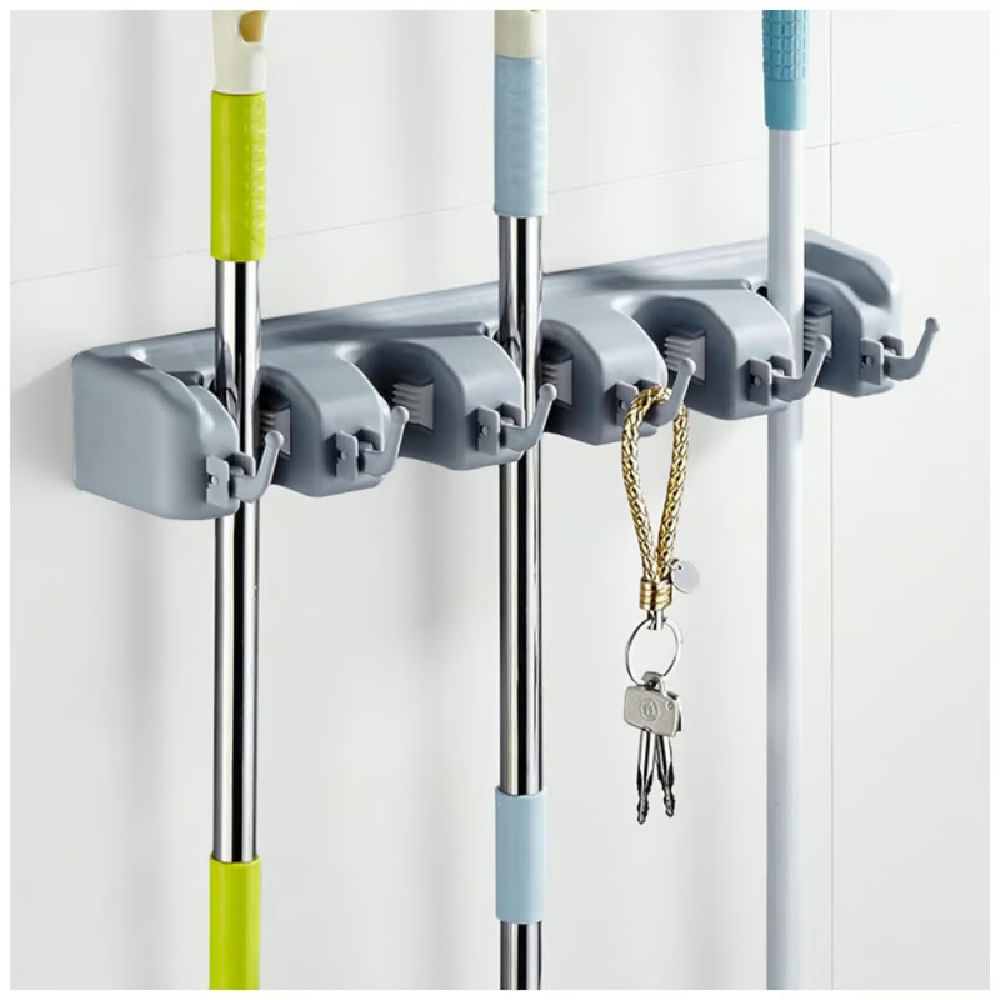 Organizador De Escobas Pl18V Con Ganchos Plegables Y Resistente