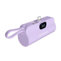 Mini Cargador Power Bank de 5,000 mAh con Doble Conector USB-C - Pantalla Digital - ILSE-101M Morado