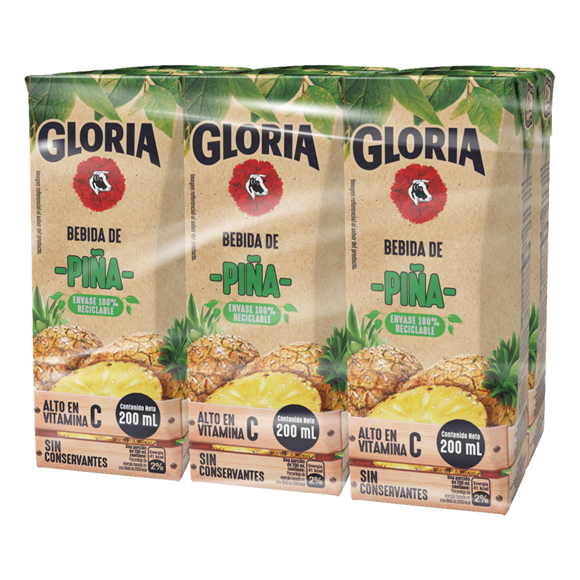 Bebida de Piña GLORIA Caja 200ml Paquete 6un