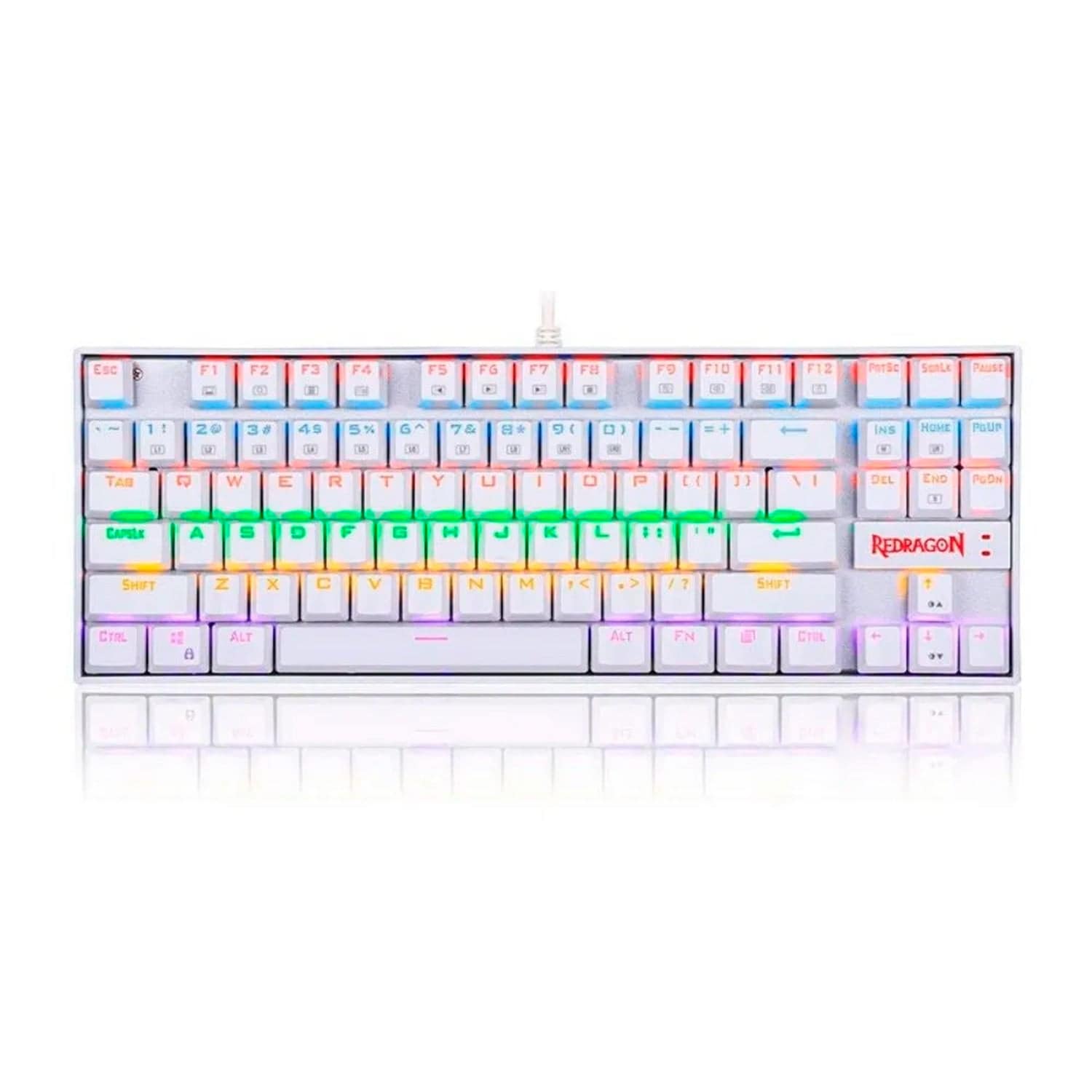 Teclado gamer Redragon Kumara K552 TKL RAINBOW, SP Blanco - RED SWITCH