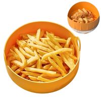 Bandeja De Silicona Reutilizable Para Freidora Horno Redonda Amarilla