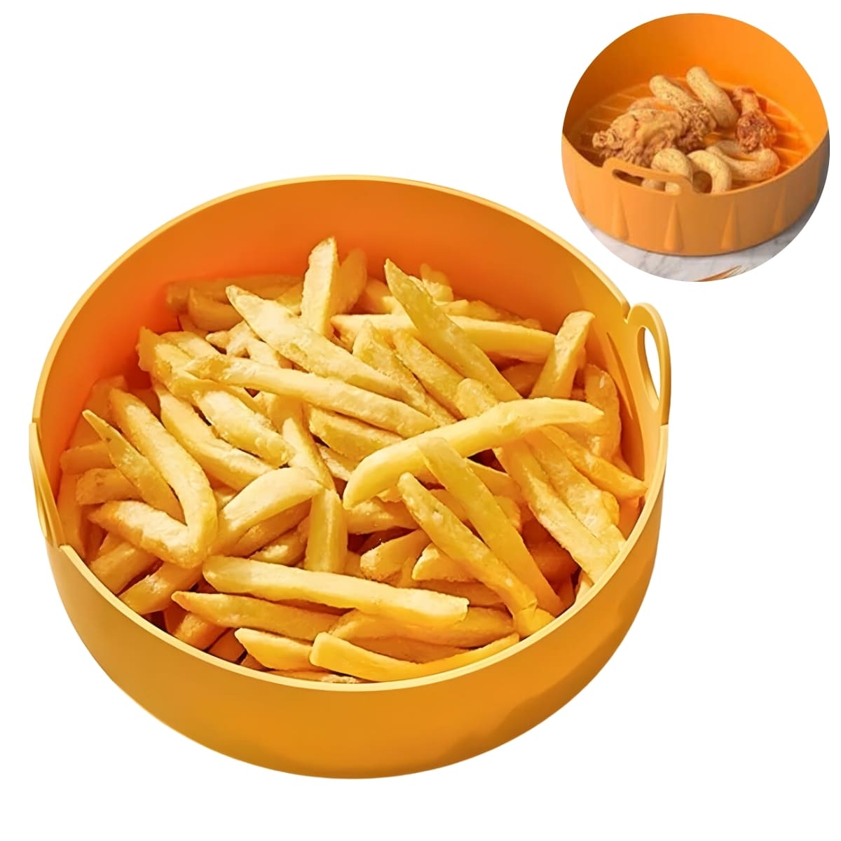 Bandeja De Silicona Reutilizable Para Freidora Horno Redonda Amarilla