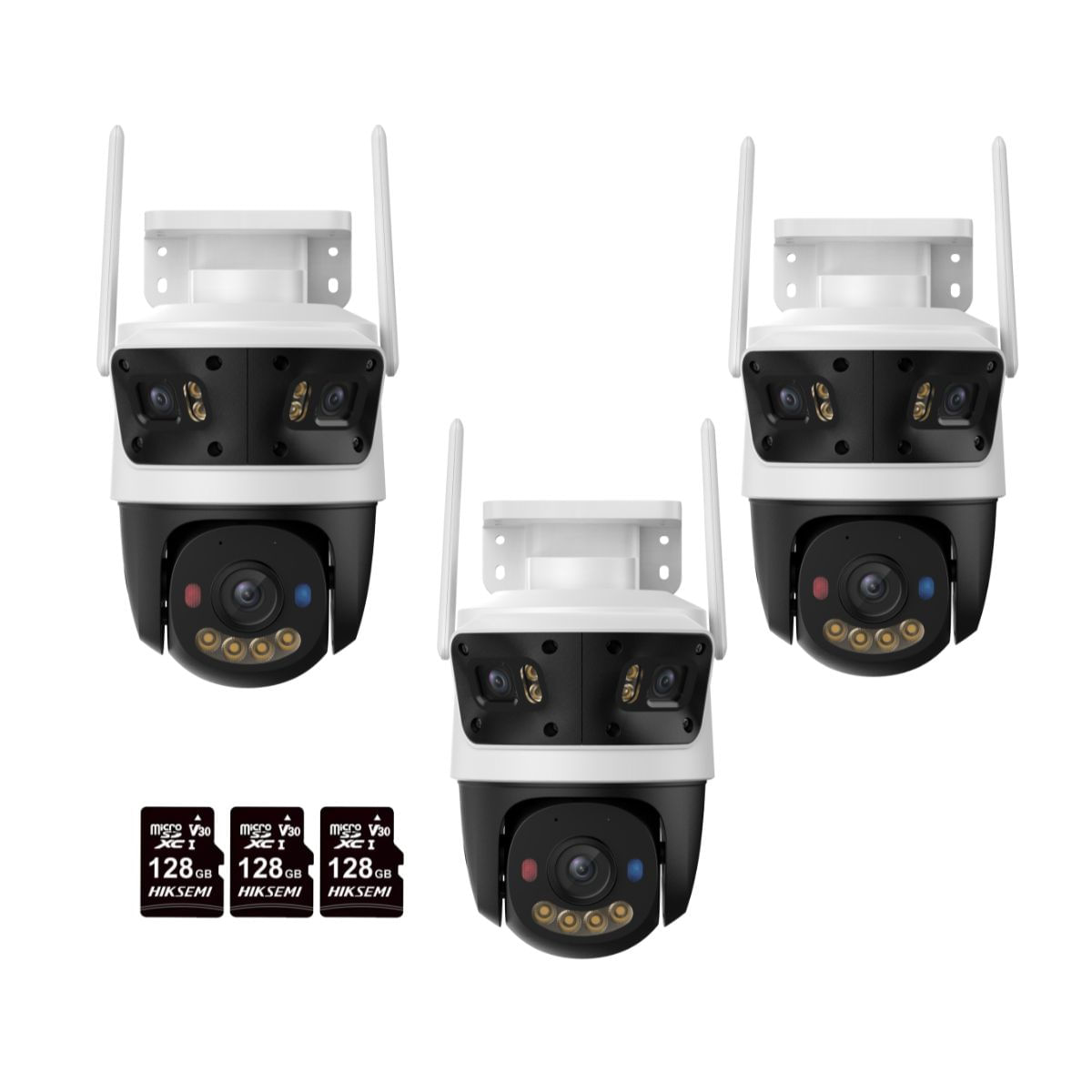 Kit de 3 Cámara seguridad IMOU Crusier Triple Lente 11MP + Micro SD 128GB Lente FIjo y PT Exterior