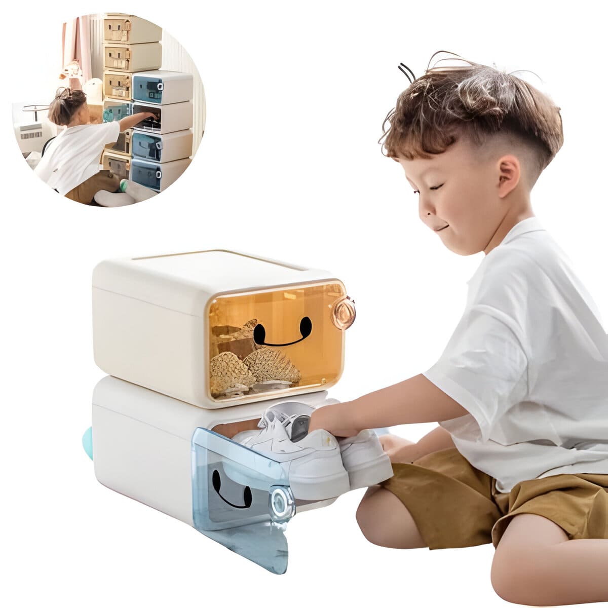 Caja Organizadora de Zapatos, Zapatillas Sneaker Box Para Niños Y6 Celeste
