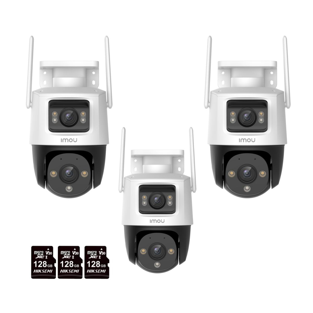 Kit de 3 Cámara seguridad IMOU Crusier Dual 3MP + 5MP + Micro SD 128GB 360° Externa Full color
