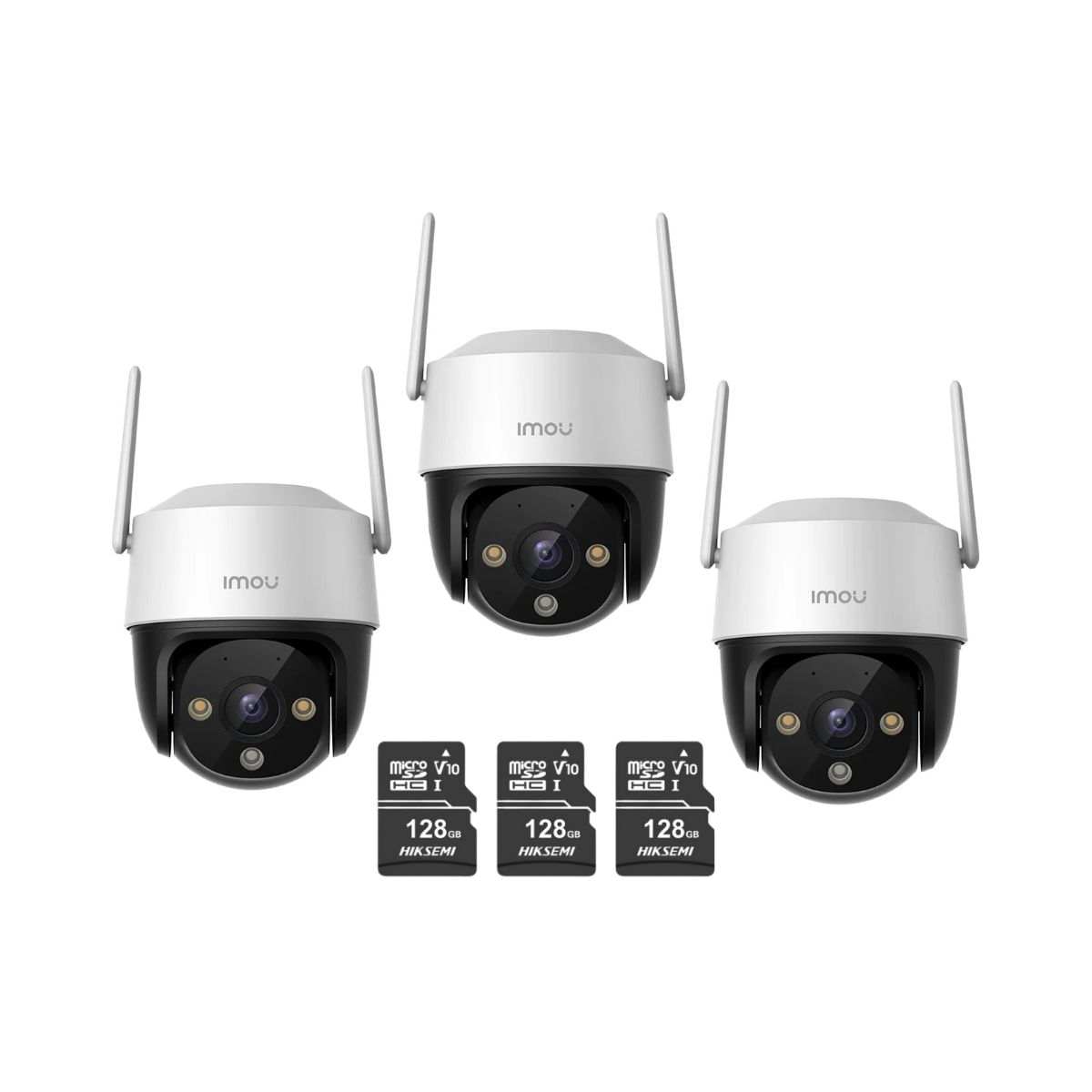 Kit de 3 Cámara seguridad Domo IMOU Crusier IPC-S42FN 2K 4MP + Micro SD 128GB 360° Exterior