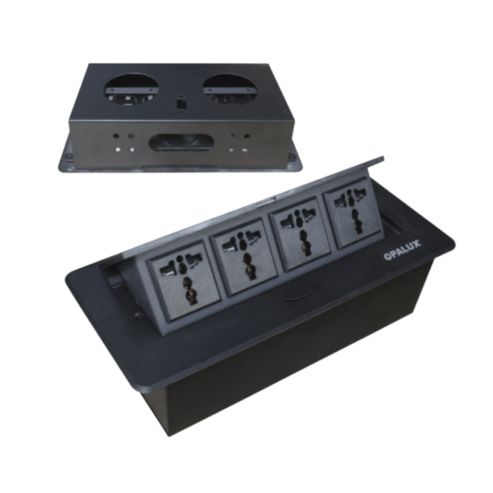 Tomacorriente Para Muebles 4 Tomas Opalux OP-UTS4BK