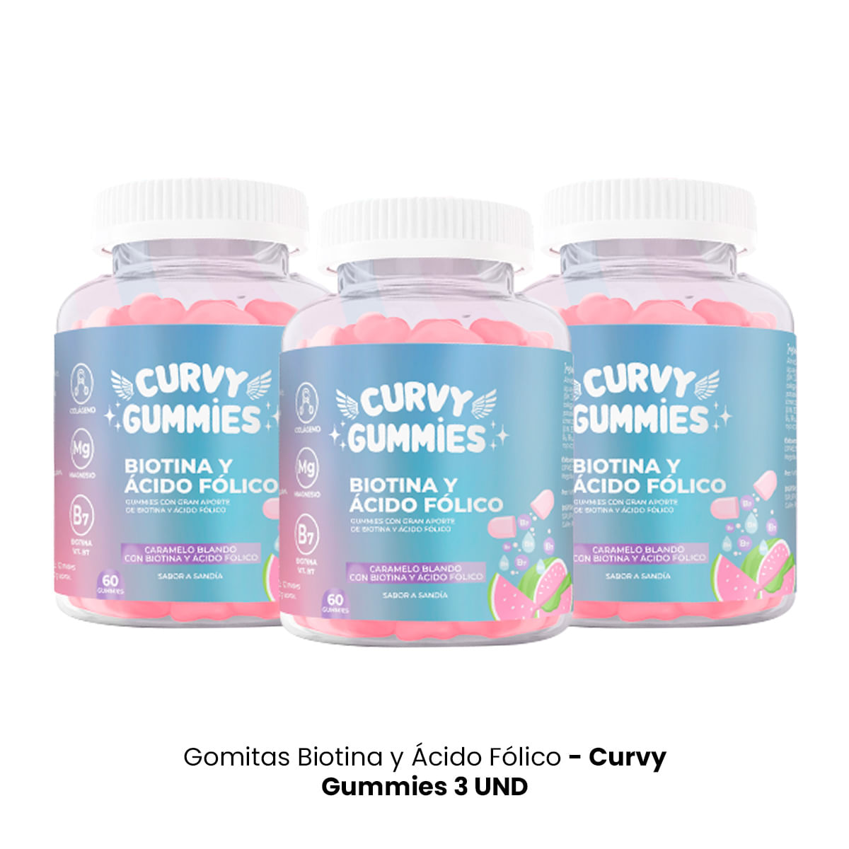Biotina y Ácid Fólico 60 gmts Curvy Gummies 3Uni