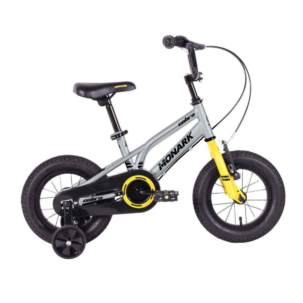 Bicicleta Niño Monark Cobra Aro 12 Gris/Amarillo