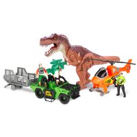 Set De Dinosaurio Dino Troop Kids Con Auto Y Helicóptero