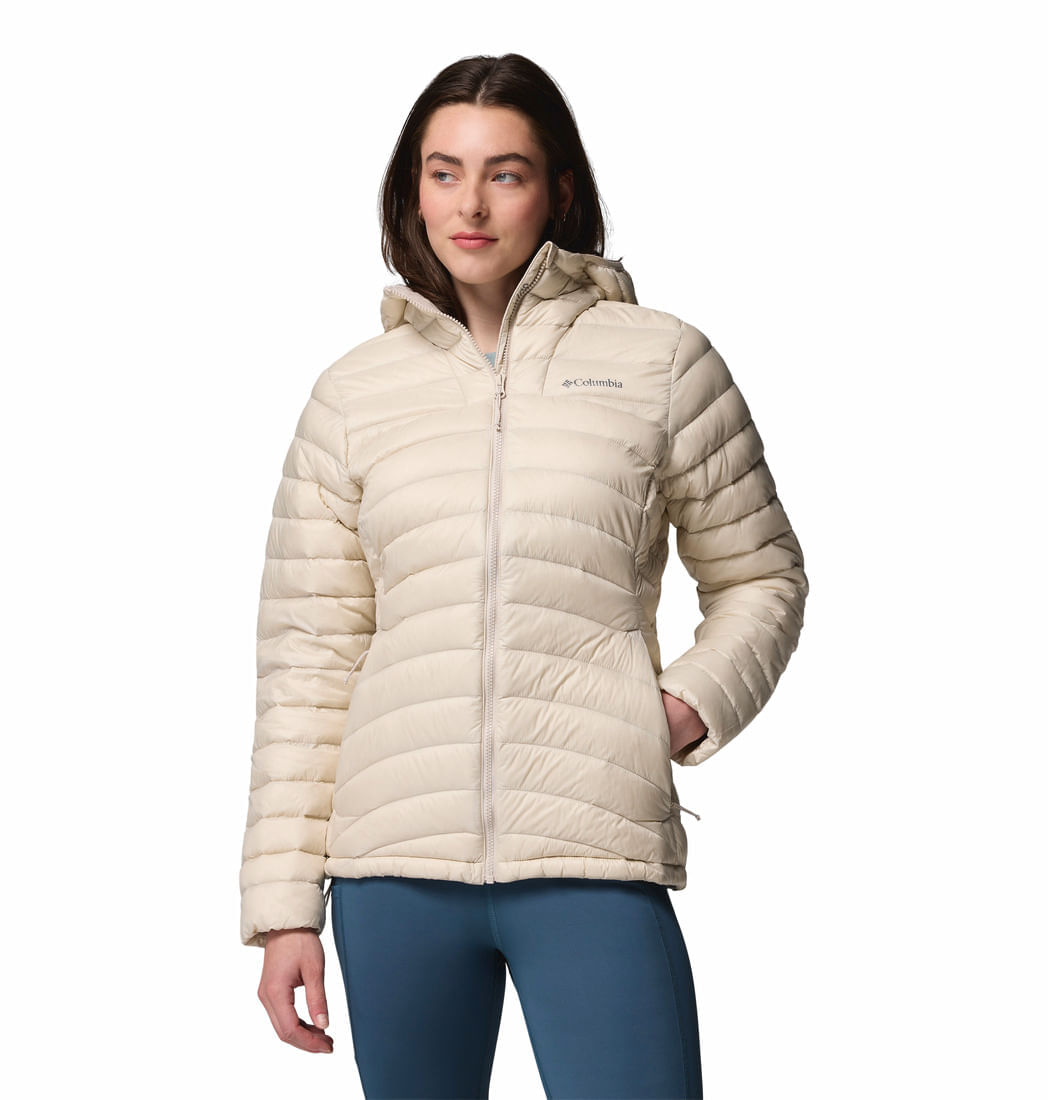 Casaca Para Mujer de Plumas Con Capucha Corelite™ Beige Vestuario