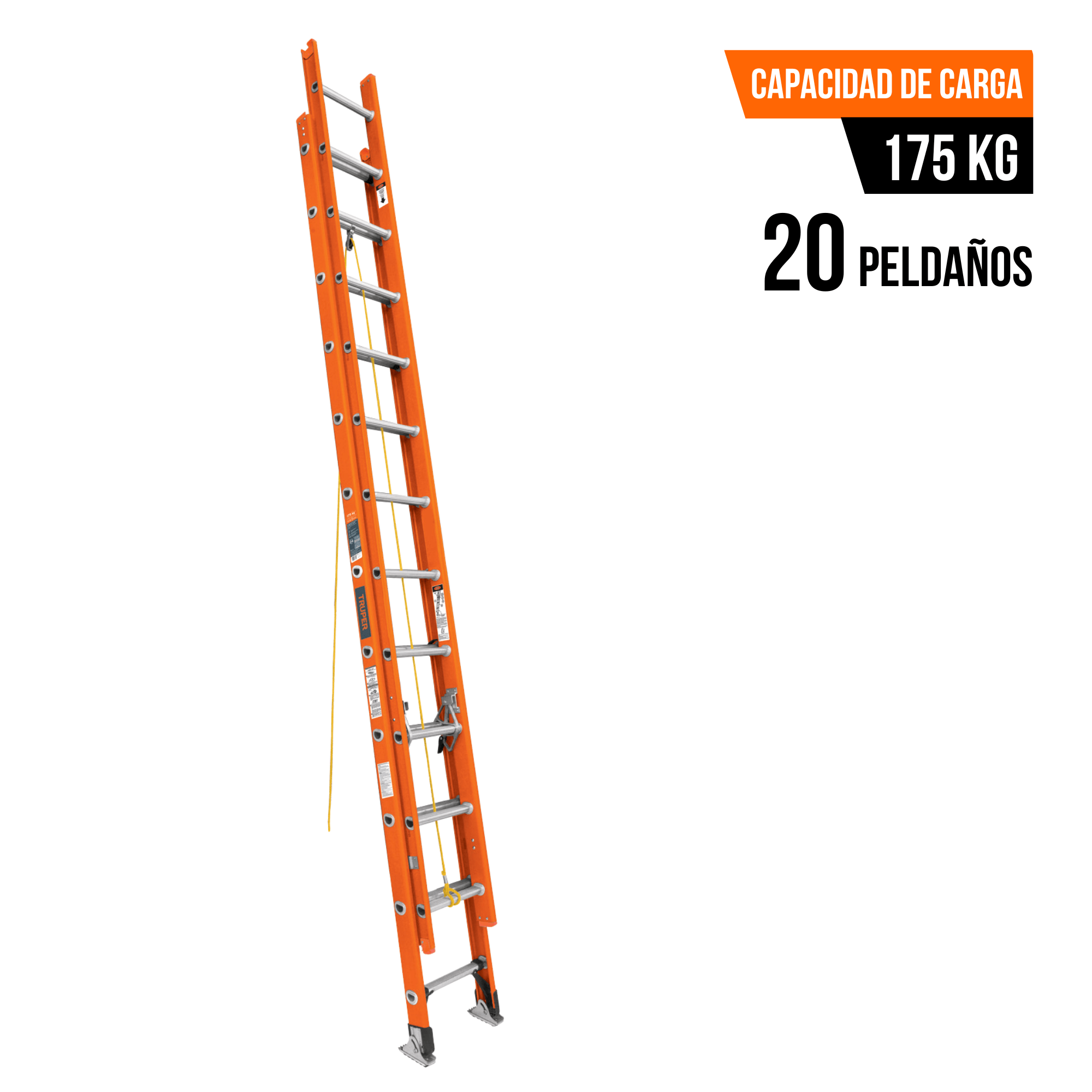 Escalera Telescopica 20 Peldaños Capacidad De Carga 175 Kg Truper