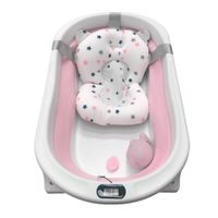 Bañera de Bebe Plegable+Termómetro Cojin Antidesliz Rosado
