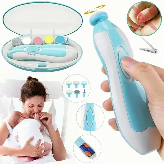 Kit de Cortauñas Portátil Seguros para Bebes Celeste