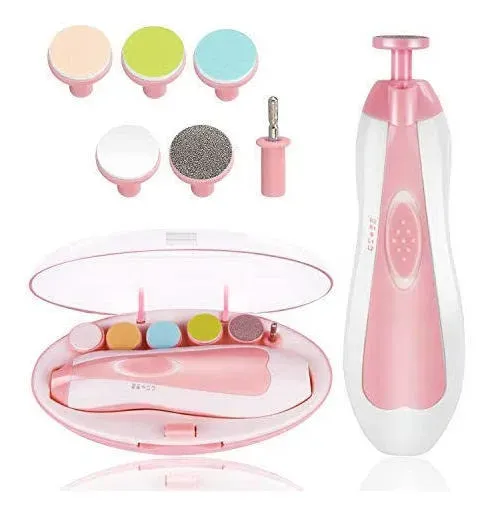 Limador de Uñas para Bebé y Adultos con 6 Cabezales Rosado