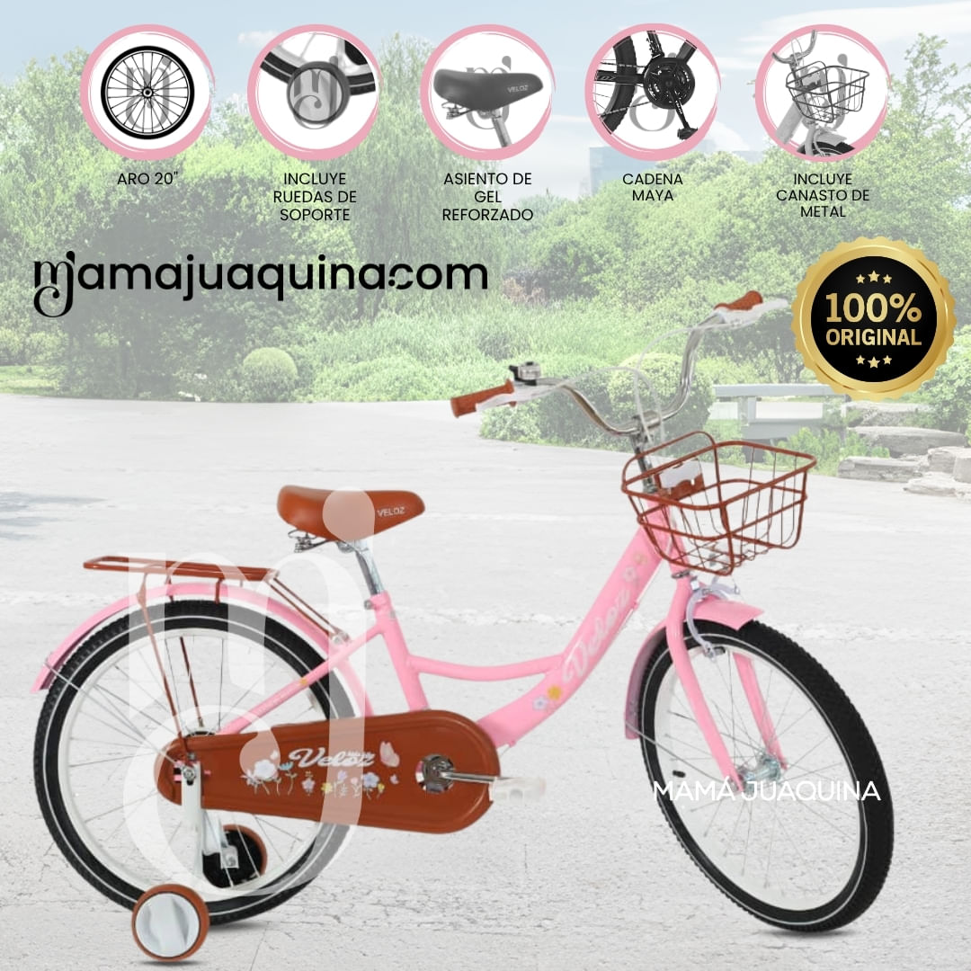 Bicicleta Para Niña Aro 20 «NEW LADY» con Canasta Rosa