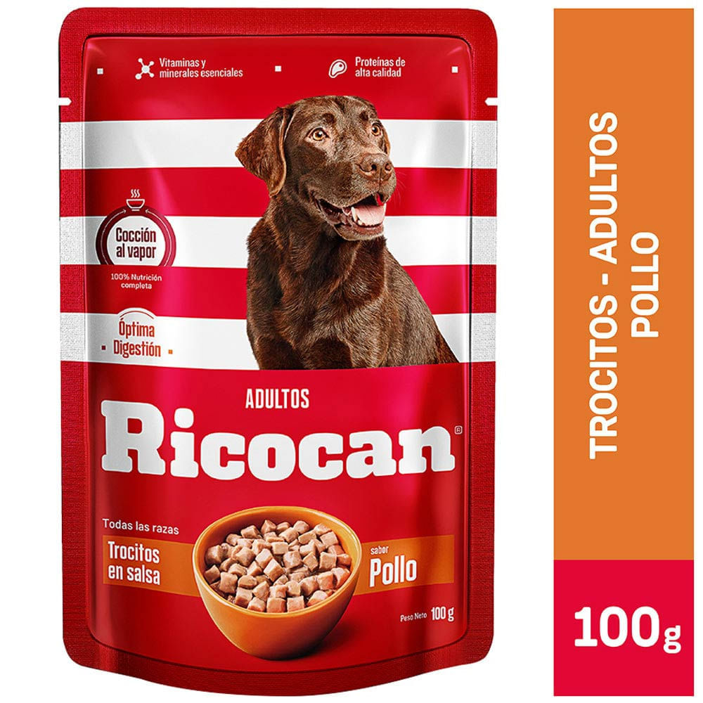Comida para Perros RICOCAN Trocitos Adultos Pollo Pouch 100 g