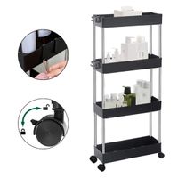 Carrito Organizador Multiuso Pinpin De 4 Niveles Delgado Negro