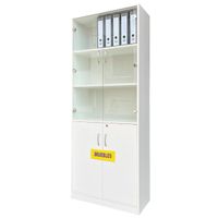 Estante Librero con Puertas Vidrio Organizador de Oficina Blanco