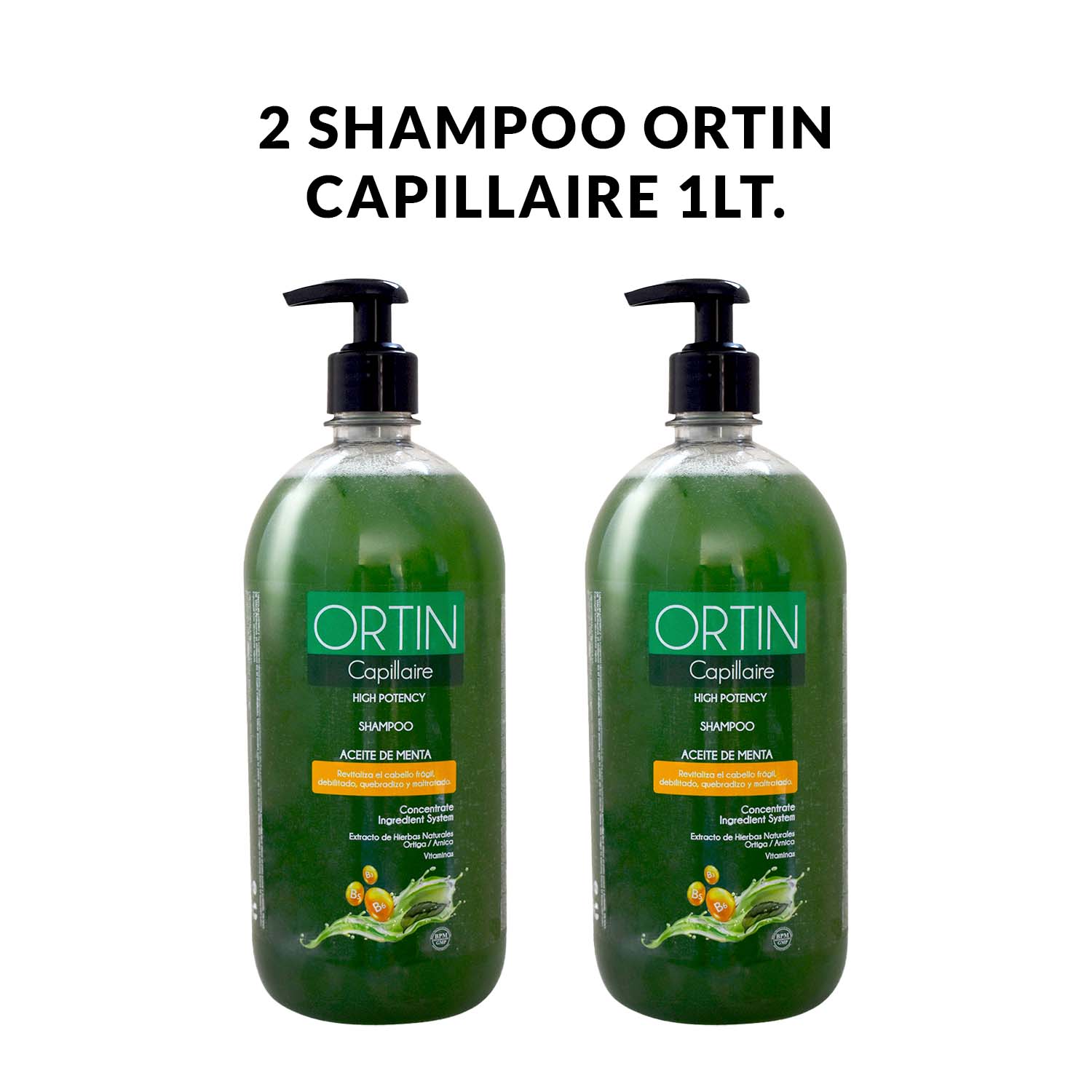 2 Shampoo Ortin Capillaire Aceite de Menta 1Lt.