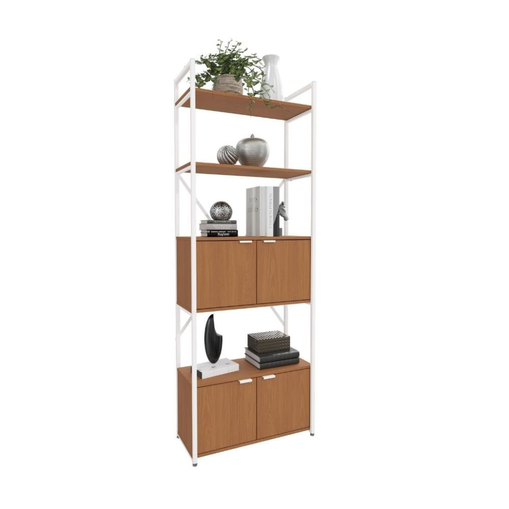 Estante London 4 Niveles 200cm Canela / Metal Blanco Orange
