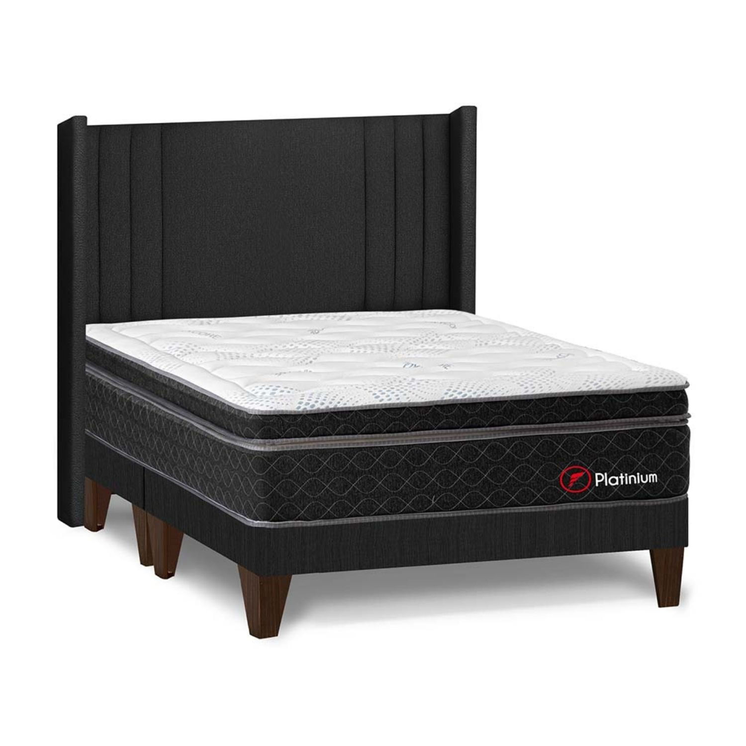 Dormitorio Europeo Platinium King + Cabecera de Luxe Gris Forli